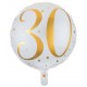 Miniature 30 Years Happy Birthday White and Gold Foil Balloon