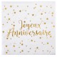 Miniature Happy Birthday Cocktail Napkins White and Gold x20