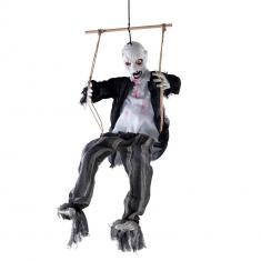 Zombie on swing - animated, sound, light - 80 cm