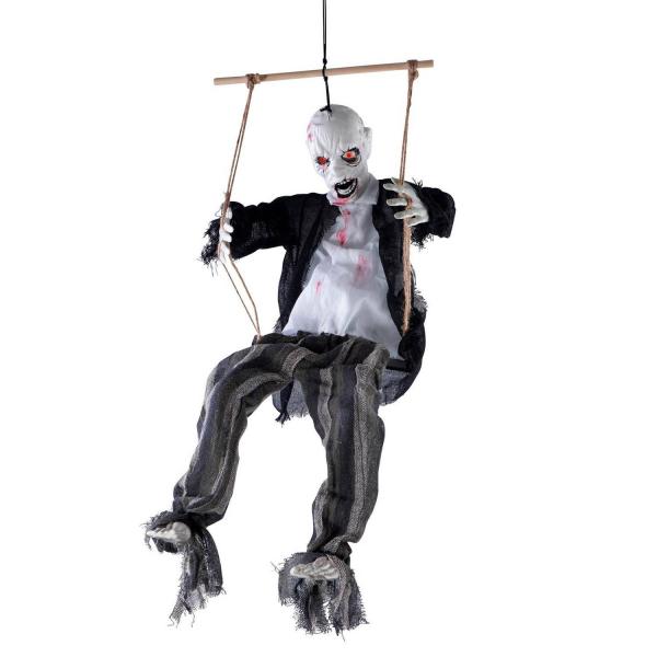 Zombie on swing - animated, sound, light - 80 cm - RDLF-22251