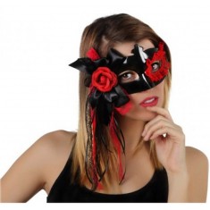 Black Venetian Wolf - Red Flower