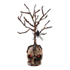 Skull - branches and spider - illuminated - 55 cm