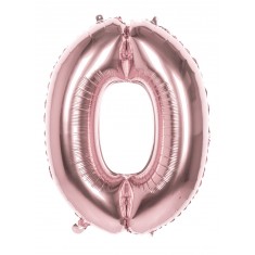 Copper Pink Mylar Balloon Number 0 - 86 cm