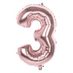 Copper Pink Mylar Balloon Number 3 - 86 cm