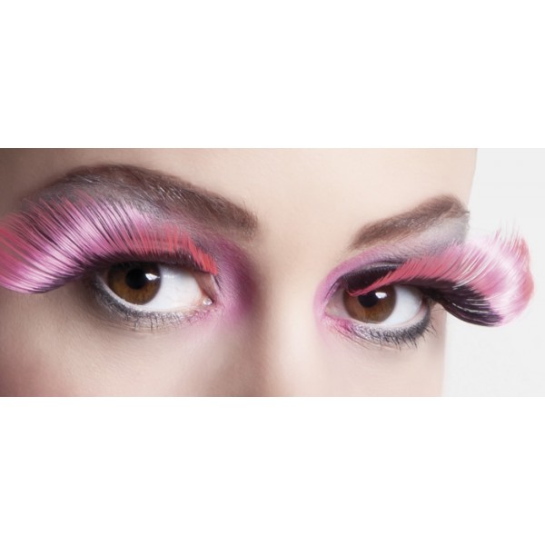 Black and Pink Beveled False Eyelashes - 01630