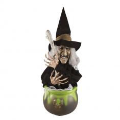 Witch with cauldron - 40cm - animated, sound, light