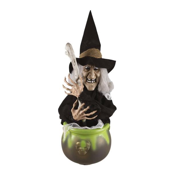 Witch with cauldron - 40cm - animated, sound, light - RDLF-23022