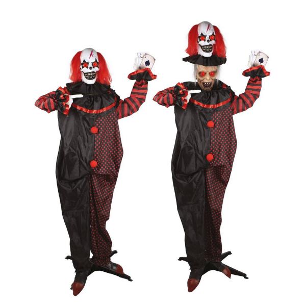 Double headed clown - animated, light & sound - 180cm - RDLF-23033