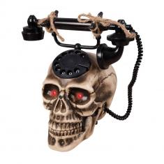 Skull telephone - animated, sound and light - 25cm