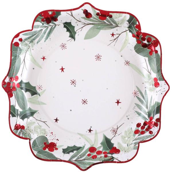 Paper plates x10 - 21 cm - Traditional Christmas - 8193-7