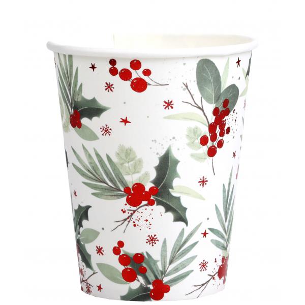 Cardboard cups x10 - 27 cl - Traditional Christmas - 8194-7