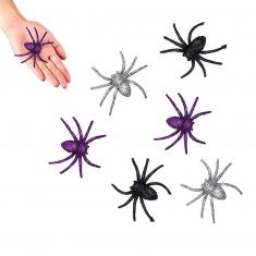 Set 6 Glitter Spiders 3 colors