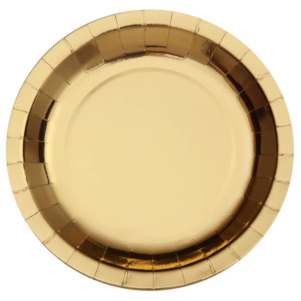 Shiny cardboard plates x10 - 26 cm - Gold - 7169-3