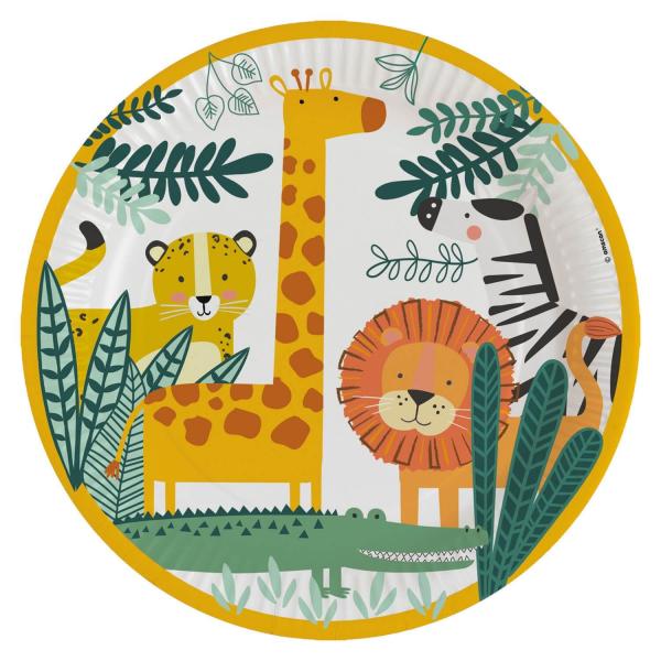 8 Get Wild round paper plates - 9909345