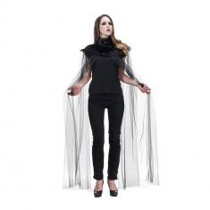 Tulle cape with velvet collar