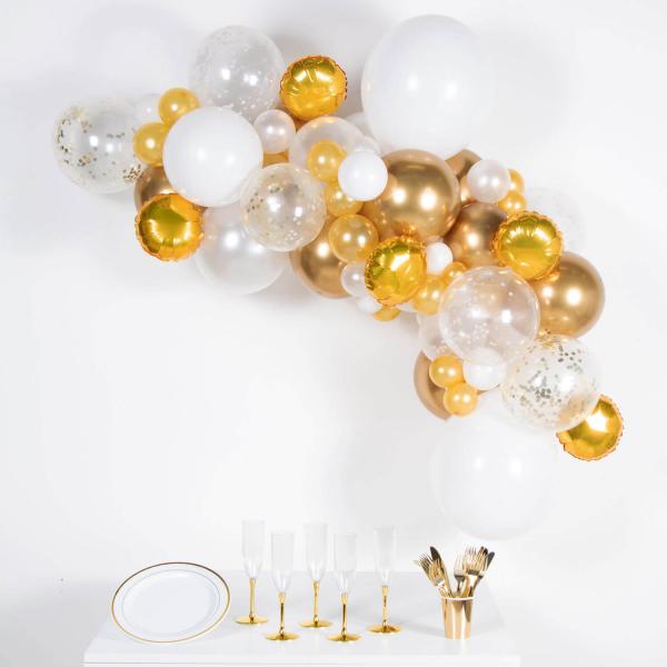 Balloon garland kit - White and gold - 9910293