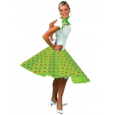 Green Rock'N Roll Skirt with Pink Polka Dots