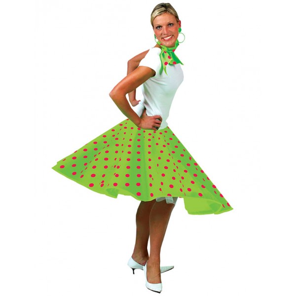 Green Rock'N Roll Skirt with Pink Polka Dots - 508046E-Parent