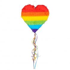 Piñata to pull - Heart - Rainbow