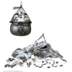 Halloween Decoration Set (Cauldron, Skulls, Web and Spider, Chain and Scary Cloth)