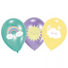 Latex Balloon 27.5 cm: 6 Rainbow Balloons