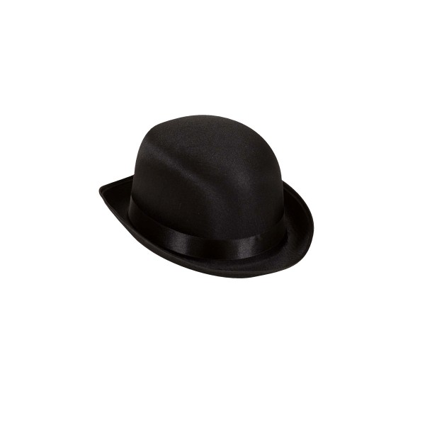 Luxury Black Satin Bowler Hat - 2486E