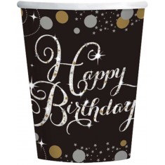 Happy Birthday Cups x8