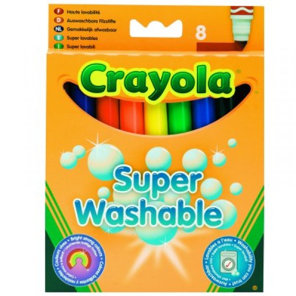 Kit De 8 Feutres Lavables Crayola - Pointe Épaisse Et Arrondie - Pour Enfants Dès 12 Mois - Couleurs Vives Et Faciles à Laver