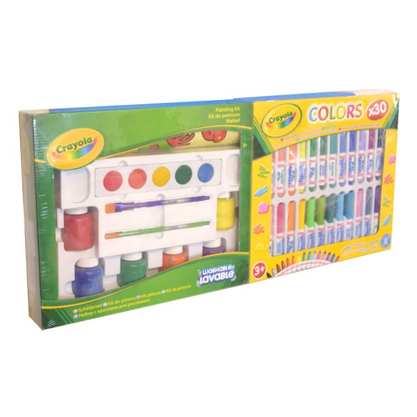 Pack 2 en 1 : 30 mini feutres + kit de peinture - Crayola-12682