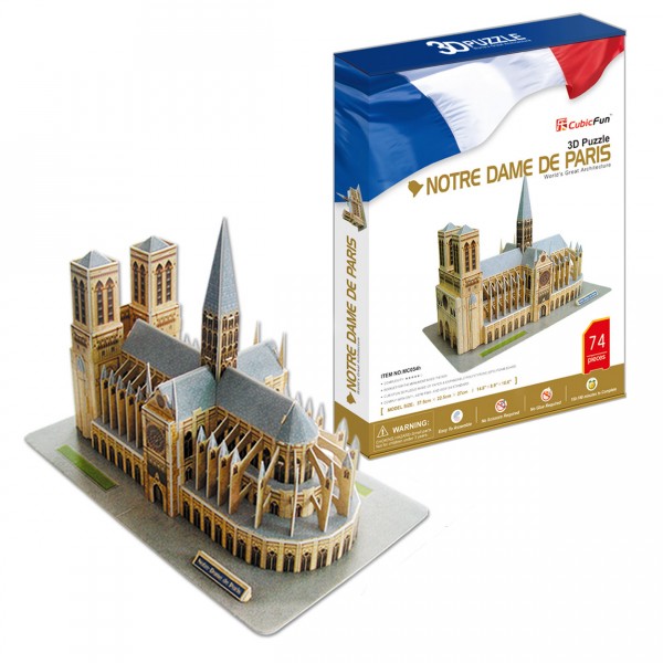 Puzzle 3D 74 pièces : Notre Dame de Paris - Cubic-77758