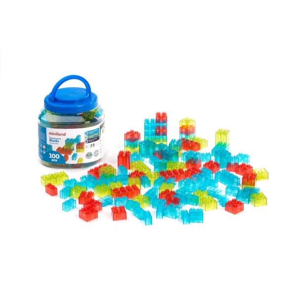 Educational game: 100-piece translucent blocks - Lightpad - Miniland-8232162