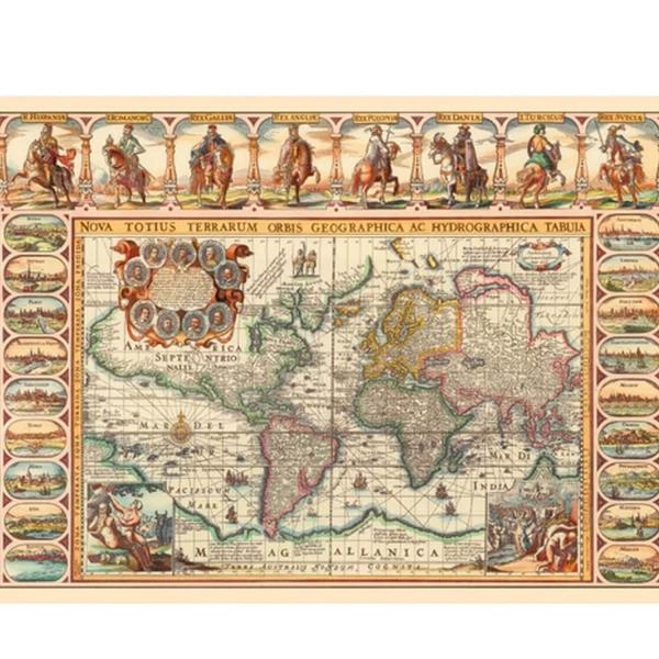Puzzle 2000 pièces : Historique Carte du Monde - Dino-561274