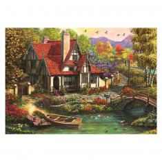 Puzzle de 500 piezas: Casa de campo junto al lago