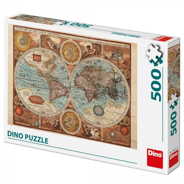 Puzzle de 500 piezas: mapa mundial de 1626 - Dino-502307