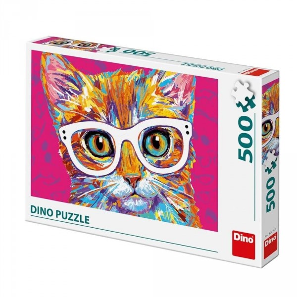 Puzzle 500 pièces : Un chat avec des lunettes - Dino-502369