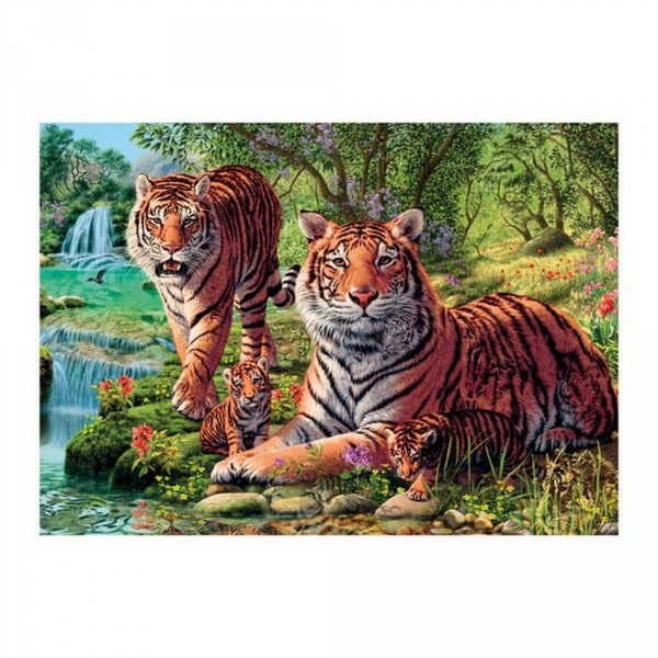 Puzzle secreto de 1000 piezas: Tigres - Dino-532625