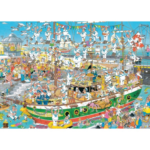 Puzzle de 1000 piezas: Jan Van Haasteren: el caos de los barcos altos - Diset-19014