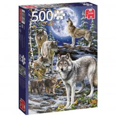 Puzzle 500 pièces : Meute de loups en hiver
