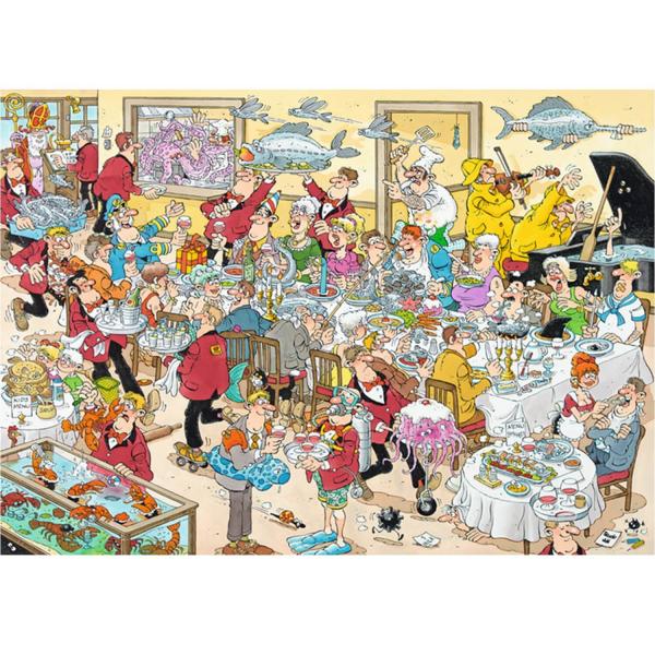 Puzzle 2 x 1000 pieces: Jan Van Haarsteren: Food Frenzy - Diset-19083