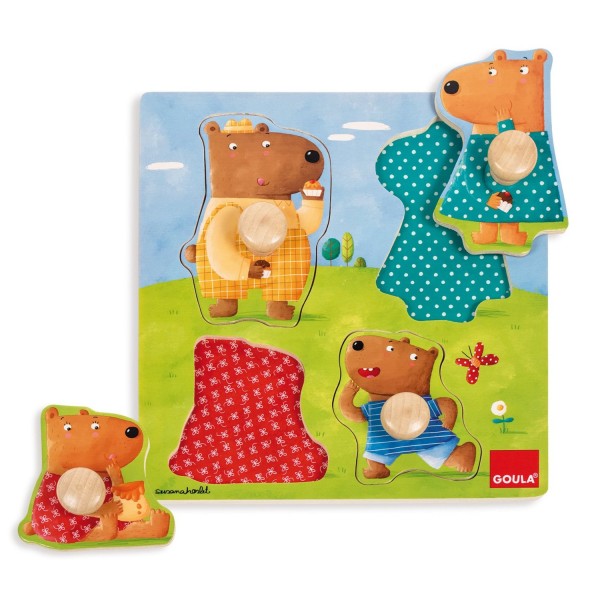 Puzzle de madera empotrado: La familia de los osos - Diset-Goula-53119
