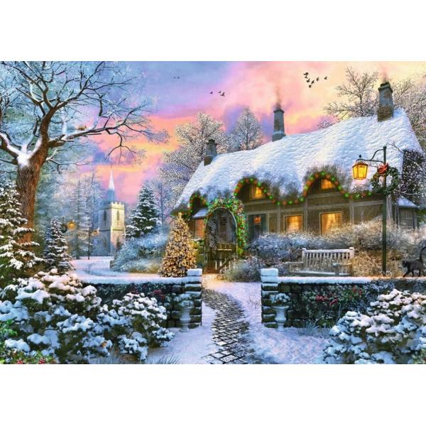 Puzzle de 1000 pièces : Le cottage Whitesmith sous la neige - Diset-11227