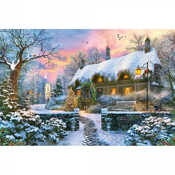 1500 pieces puzzle: Whitesmith's Cottage in winter - Diset-18830