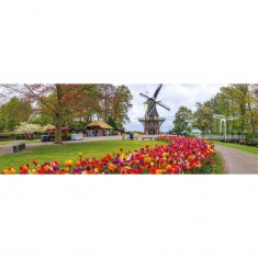 Puzzle panoramique 1000 pièces : Parc Keukenhof, Hollande
