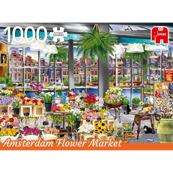 1000 pieces puzzle: Flower Market: Amsterdam - Diset-18810