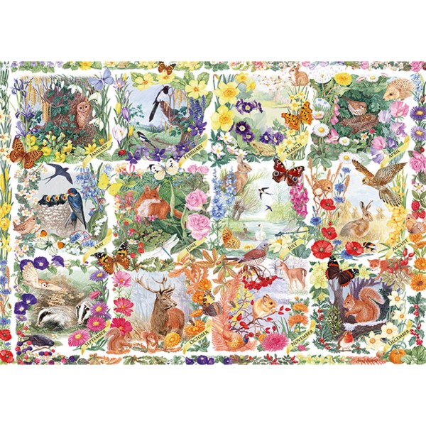Puzzle de 1000 piezas: Calendario de flora y fauna - Diset-11190