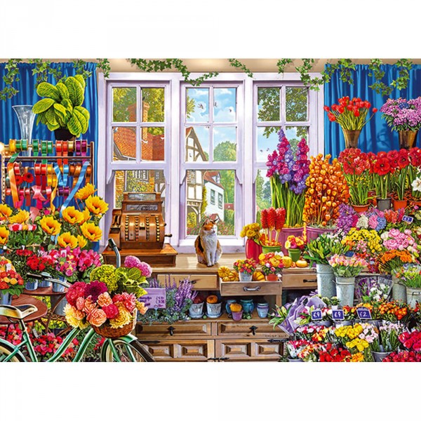Puzzle 1000 pièces : La boutique de fleurs de Flora - Diset-11196