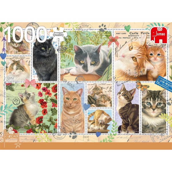 1000 pieces puzzle: Stamps: Cats - Diset-18813
