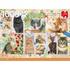 1000 Teile Puzzle: Briefmarken: Katzen