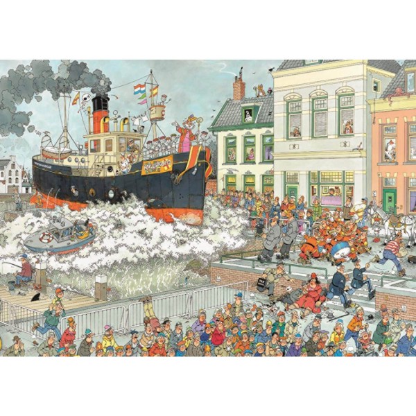 Puzzle 1000 pièces : Jan Van Haasteren : L'arrivée au port de St Nicolas - Diset-19055