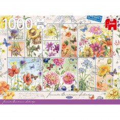 Puzzle 1000 pièces : Timbres : Fleurs d'été